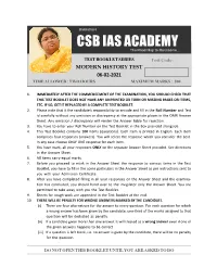 Modern History Test 06-02-2021 Time Allowed : Two Hours Maximum Marks : 200