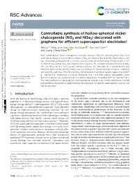 (Nis2 and Nise2) Decorated with Graphene for Efficient Supercapac