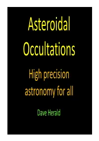 Occultations and 3D Shape Reconstruction