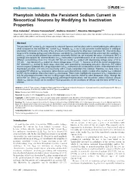 Phenytoin Inhibits the Persistent Sodium Current in Neocortical Neurons by Modifying Its Inactivation Properties