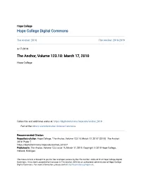 The Anchor, Volume 123.18: March 17, 2010