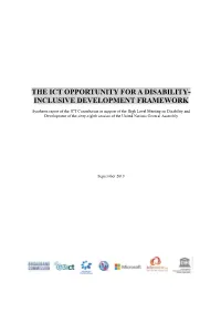 The ICT Opportunity for a Disability-Inclusive Development Framework September 2013