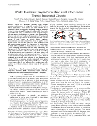 TPAD: Hardware Trojan Prevention and Detection for Trusted Integrated Circuits Tony F