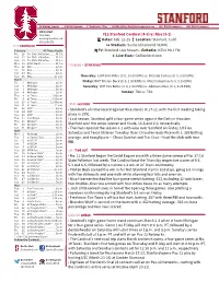 12 Stanford Cardinal (4-0) Vs Rice (3-1) Dates: Feb. 22-25 Location