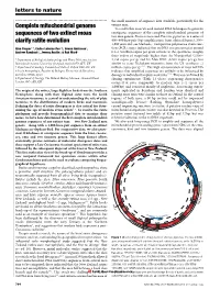 Complete Mitochondrial Genome Sequences of Two Extinct Moas