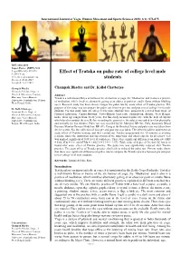 Effect of Trataka on Pulse Rate of College Level Male Students