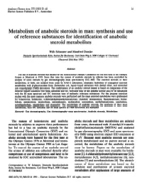 Metabolism of Anabolic Steroids in Man: Synthesis and Use of Reference Substances for Identification of Anabolic Steroid Metabolites