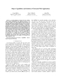 Object Capabilities and Isolation of Untrusted Web Applications