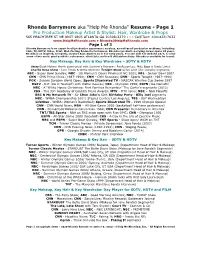 Rhonda Barrymore Pro Resume & Notable Client List 2020**