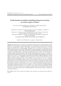 Small-Mammal Assemblages Inhabiting Sphagnum Peat Bogs in Various Regions of Poland