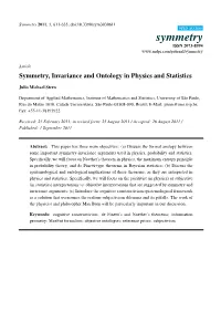 Symmetry, Invariance and Ontology in Physics and Statistics
