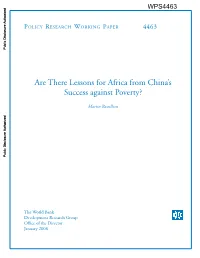 Are There Lessons for Africa from China's
