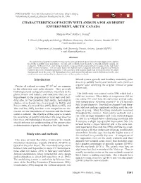 Characteristics of Patchy Wetlands in a Polar Desert Environment, Arctic Canada