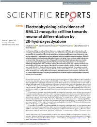 Electrophysiological Evidence of RML12 Mosquito Cell Line Towards Neuronal Differentiation by 20-Hydroxyecdysdone