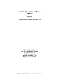 Fugitive and Agrarian Collection Addition Finding
