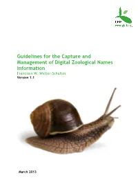 Guidelines for the Capture and Management of Digital Zoological Names Information Francisco W