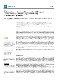 Optimization of Deep Architectures for EEG Signal Classification