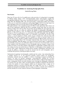 Possibilities for Analysing Stratigraphic Data
