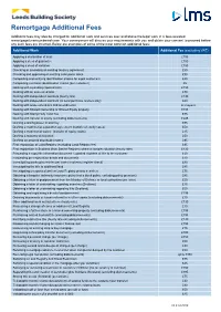 Remortgage Additional Fees