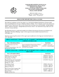 The Following Regulatory Actions Were Taken by Or Filed with The