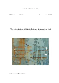 The Privatisation of British Rail and Its Impact on Staff