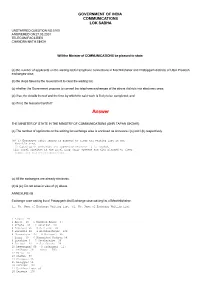 Answered On:27.08.2001 Telecom Facilities Chandra Nath Singh