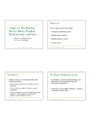 Chapter 4: the Building Blocks: Binary Numbers, Boolean Logic, and Gates