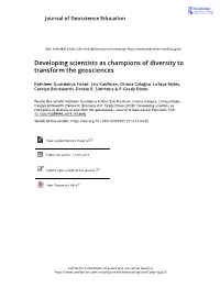 Developing Scientists As Champions of Diversity to Transform the Geosciences