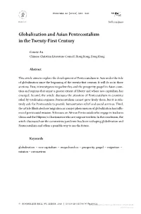 Globalization and Asian Pentecostalism in Thetwenty-First Century