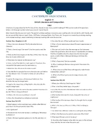 Grade 11 Reading Questions / Assignment