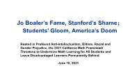 Jo Boaler's Fame, Stanford's Shame