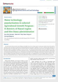 Maize Technology Popularization in Selected Agricultural Growth Program-II Districts of Harari Region and Dire Dawa Administration
