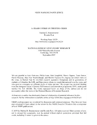 Nber Working Paper Series a Crash Course on the Euro
