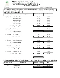 Pakistan Stock Exchange Limited BROKER to BROKER