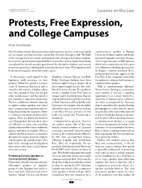 Protests, Free Expression, and College Campuses
