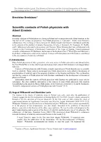 Scientific Contacts of Polish Physicists with Albert Einstein