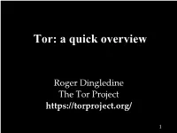 Tor: a Quick Overview