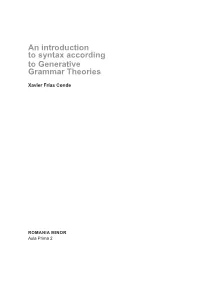 An Introduction to Syntax According to Generative Grammar Theories