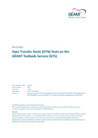 Data Transfer Node (DTN) Tests on the GÉANT Testbeds Service (GTS)
