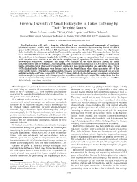 Genetic Diversity of Small Eukaryotes in Lakes Differing by Their Trophic