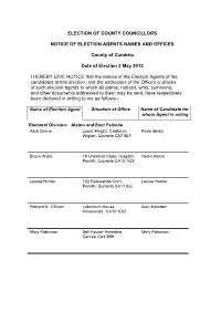Notice of Election Agents Names and Offices