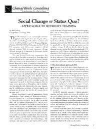Social Change Or Status Quo: Approaches to Diversity Training