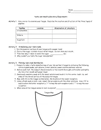 Taste and Smell Laboratory Experiments Activity 1