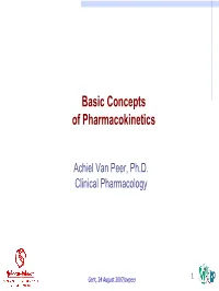 Basics Concepts of Pharmacokinetics