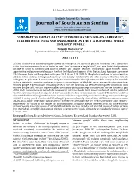 Comparative Impact of Execution of Land Boundary Agreement, 2015 Between India and Bangladesh on the Status of Erstwhile Enclave