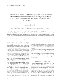 Conversion of Some Soil Types, Subtypes, and Varieties Between the Taxonomic Classification System of Soils of the Czech Republi