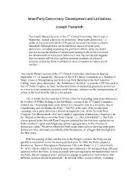 Inner-Party Democracy: Development and Limitations Joseph Fewsmith