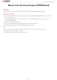 Mouse Crip1 Knockout Project (CRISPR/Cas9)