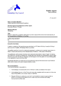 Report in Response to a Petition Asking the Council to Improve the Environment and Security of the Hearsall Area of Earlsdon in Coventry