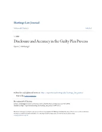 Disclosure and Accuracy in the Guilty Plea Process Kevin C